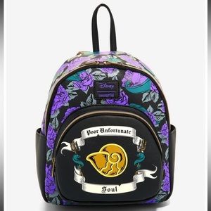 LOUNGEFLY DISNEY VILLAIN THE LITTLE MERMAID Ursula Floral Roses MINI BACKPACK!